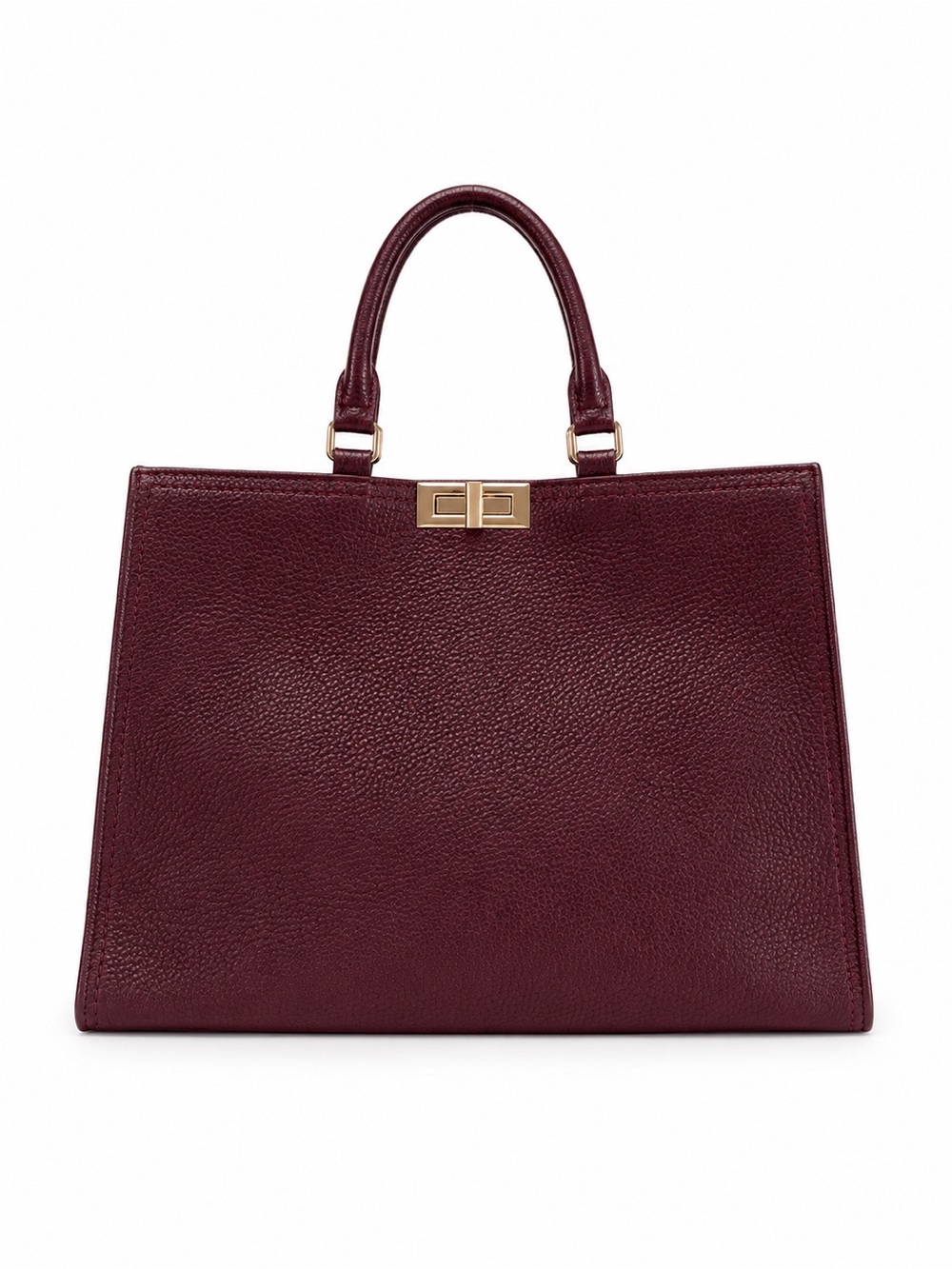 Elegant Burgundy Leather Top-Handle Bag